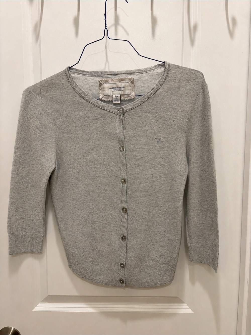 American Eagle Outfitters Light Gray Button-Front Women's Cardigan